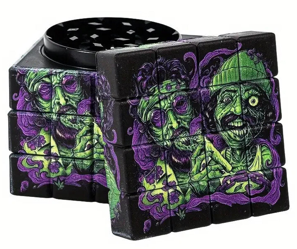 2.5 Inches Creative Square Grinder, Cheech & Chong Are Zombies Holding Joint