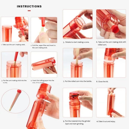 PVC Material Tobacco Filling Cone Rolling Grinder with 110Mm Roll Paper Horn Tube Cigarette Pre Roller Smoking Accessorie