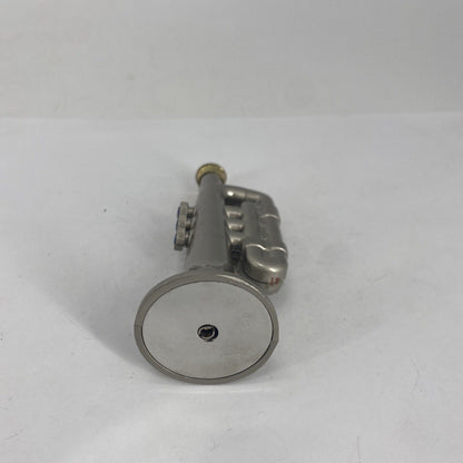 Unique Vintage Novelty Torch Lighter Metal Trumpet Shaped Butane 3.5" Taupe