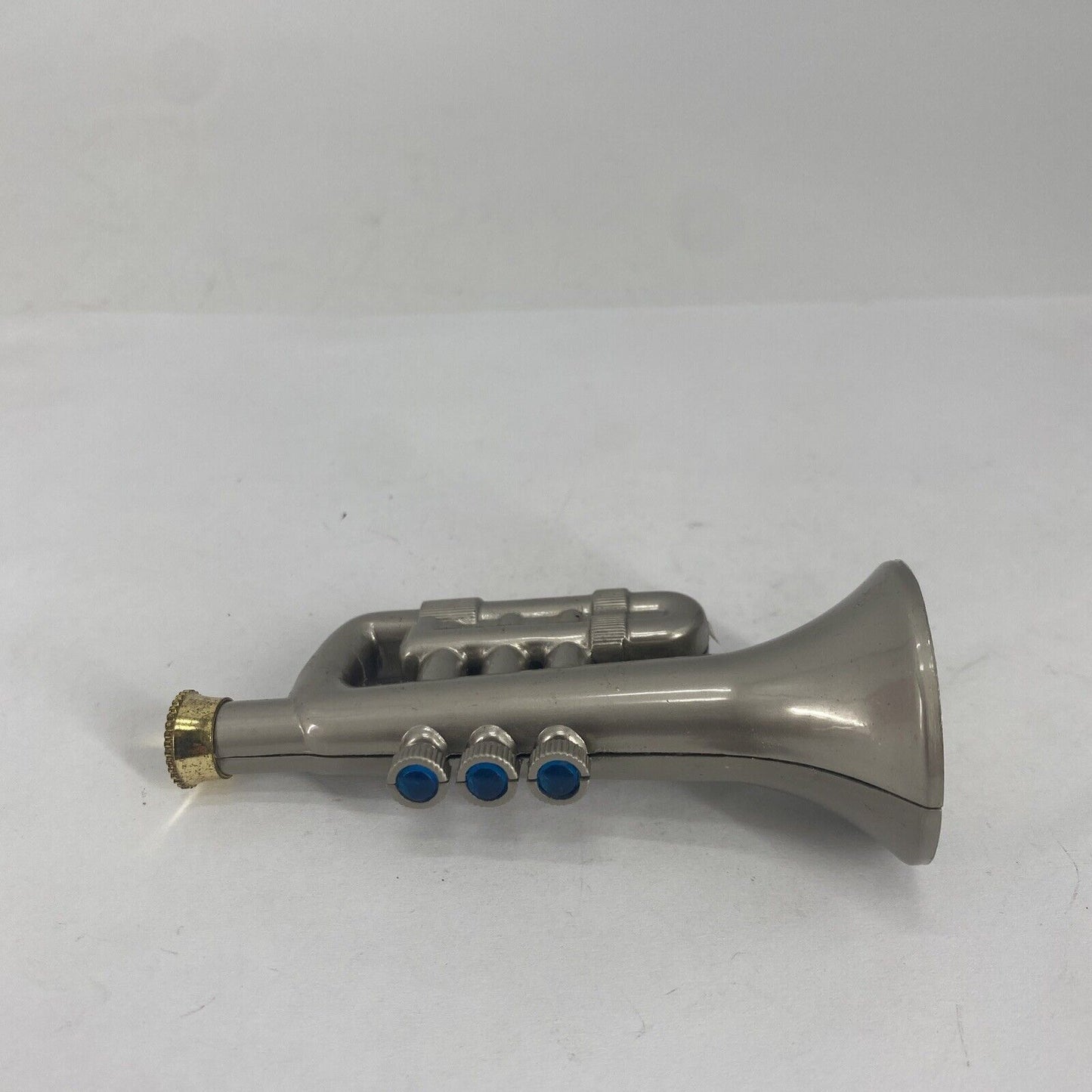 Unique Vintage Novelty Torch Lighter Metal Trumpet Shaped Butane 3.5" Taupe