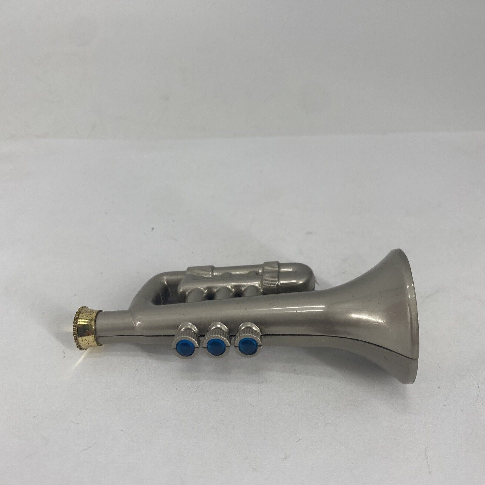 Unique Vintage Novelty Torch Lighter Metal Trumpet Shaped Butane 3.5" Taupe