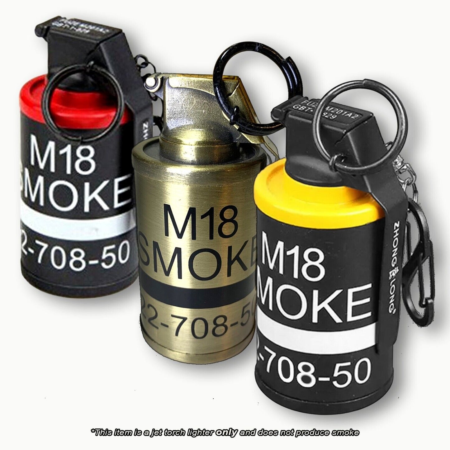 *METAL* Butane "LIGHTER" 3.5" FAKE Tactical YELLOW Grenade NO Smoke Torch Flame