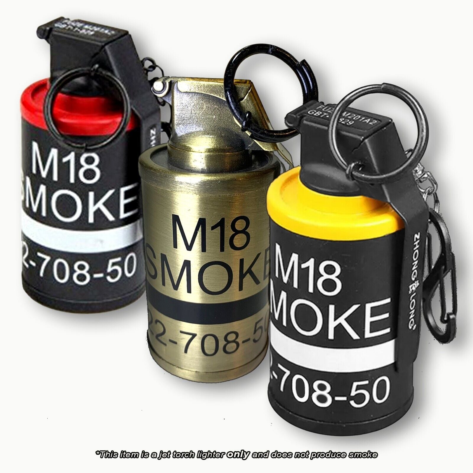*METAL* Butane "LIGHTER" 3.5" FAKE Tactical YELLOW Grenade NO Smoke Torch Flame