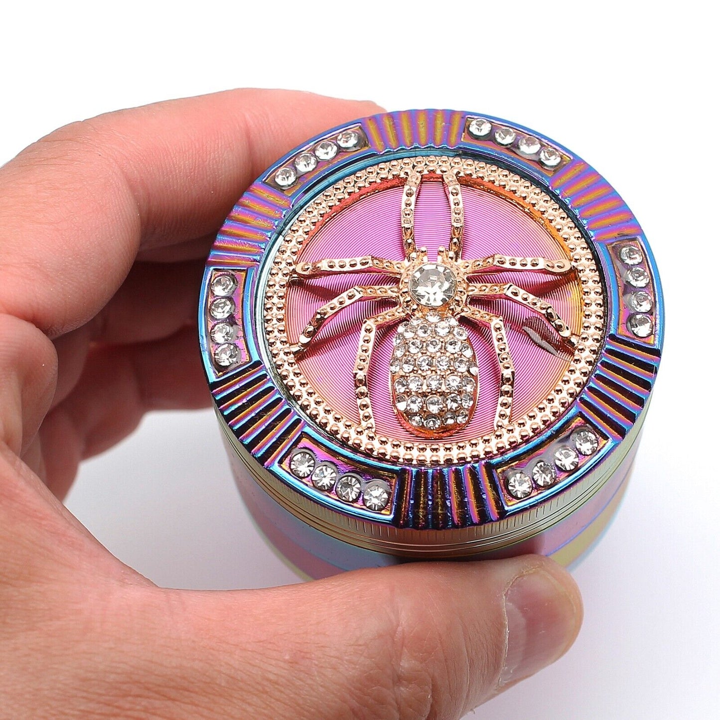 2.5" 64Mm Zinc Alloy Grinder Heavy Large Rainbow Spider Rhinestone Grinders