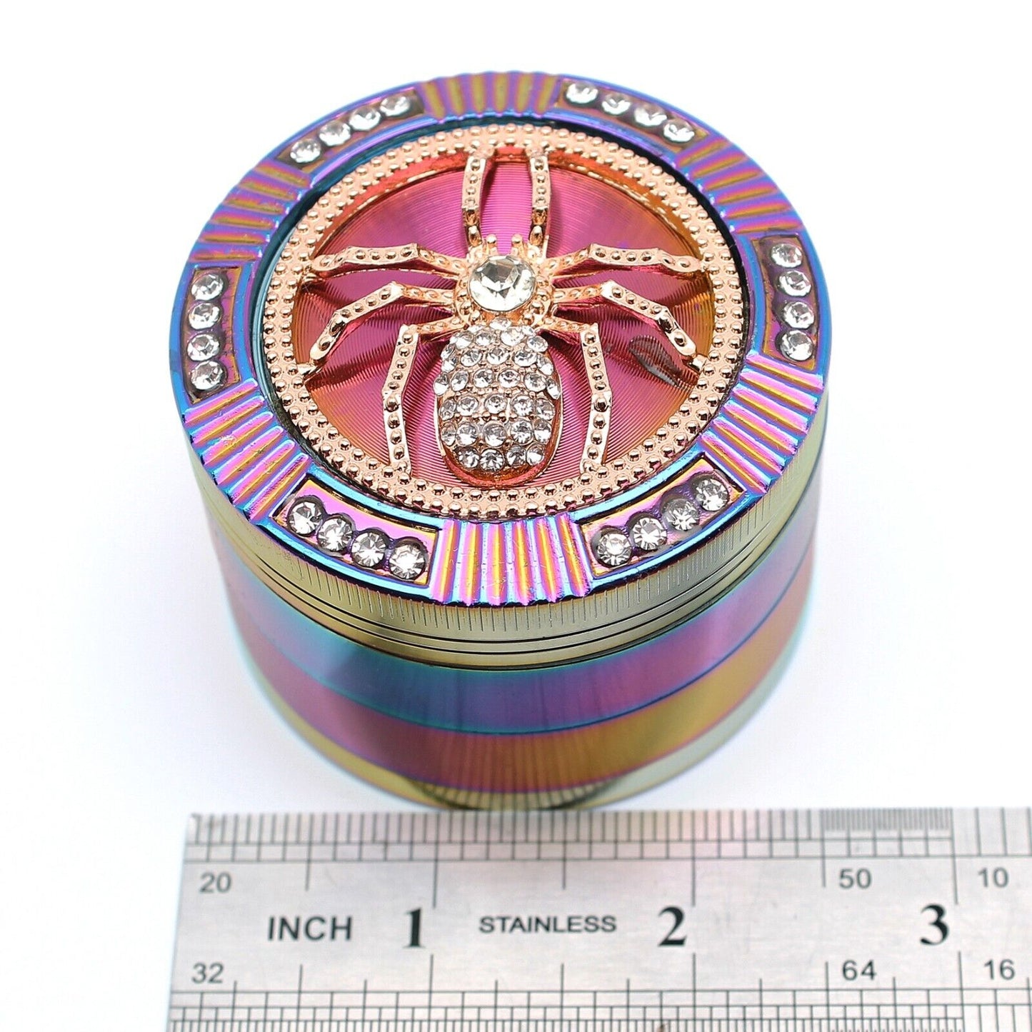 2.5" 64Mm Zinc Alloy Grinder Heavy Large Rainbow Spider Rhinestone Grinders
