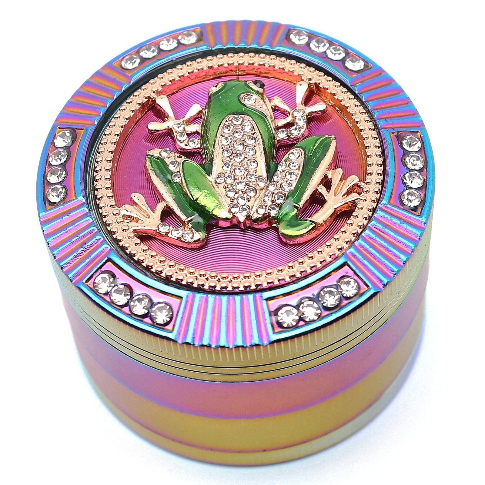 2.5" 64Mm Zinc Alloy Grinder Heavy Large 4 Pcs Rainbow Frog Rhinestone Grinders