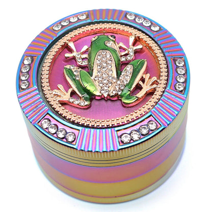 2.5" 64Mm Zinc Alloy Grinder Heavy Large 4 Pcs Rainbow Frog Rhinestone Grinders