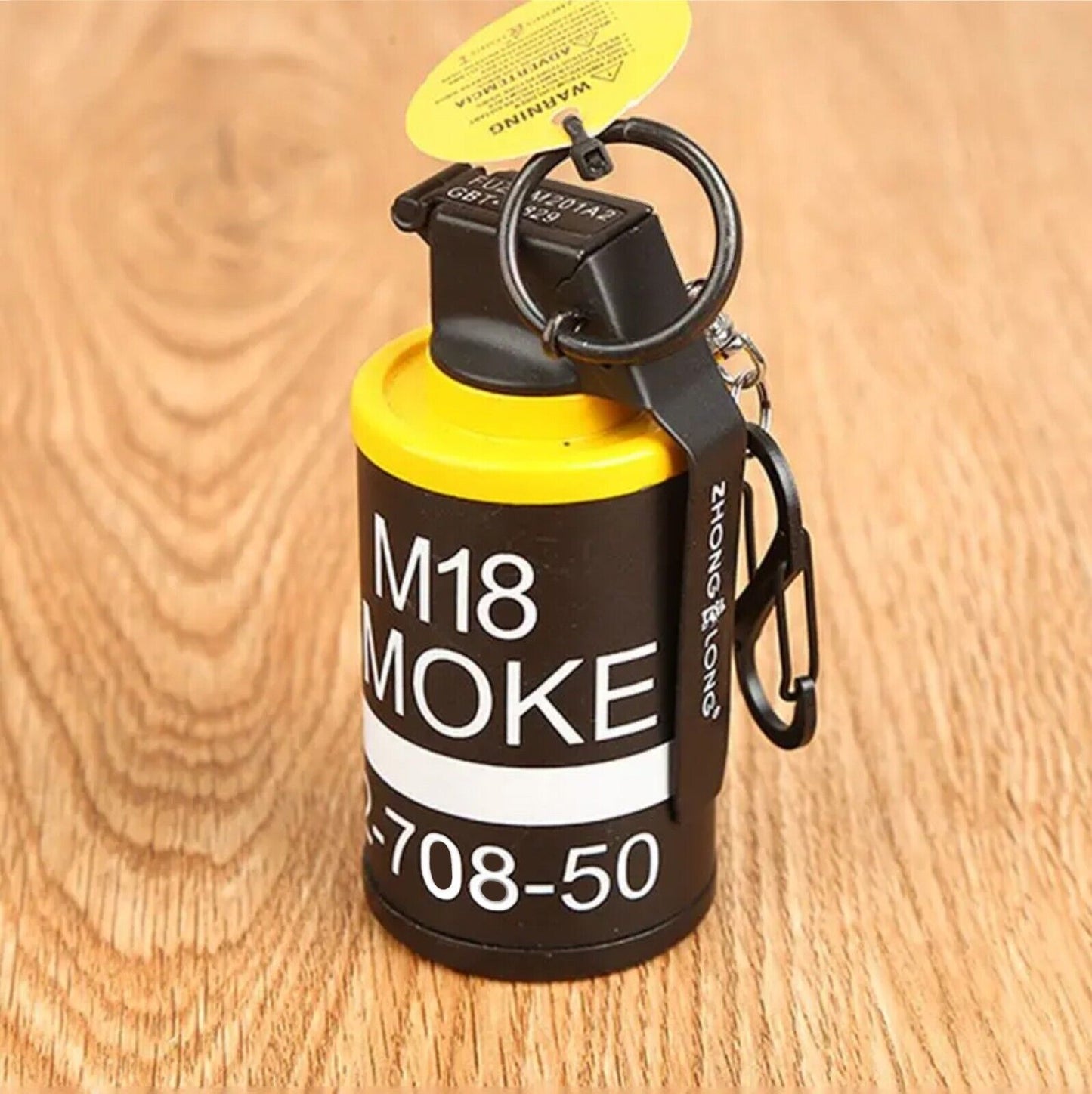 *METAL* Butane "LIGHTER" 3.5" FAKE Tactical YELLOW Grenade NO Smoke Torch Flame