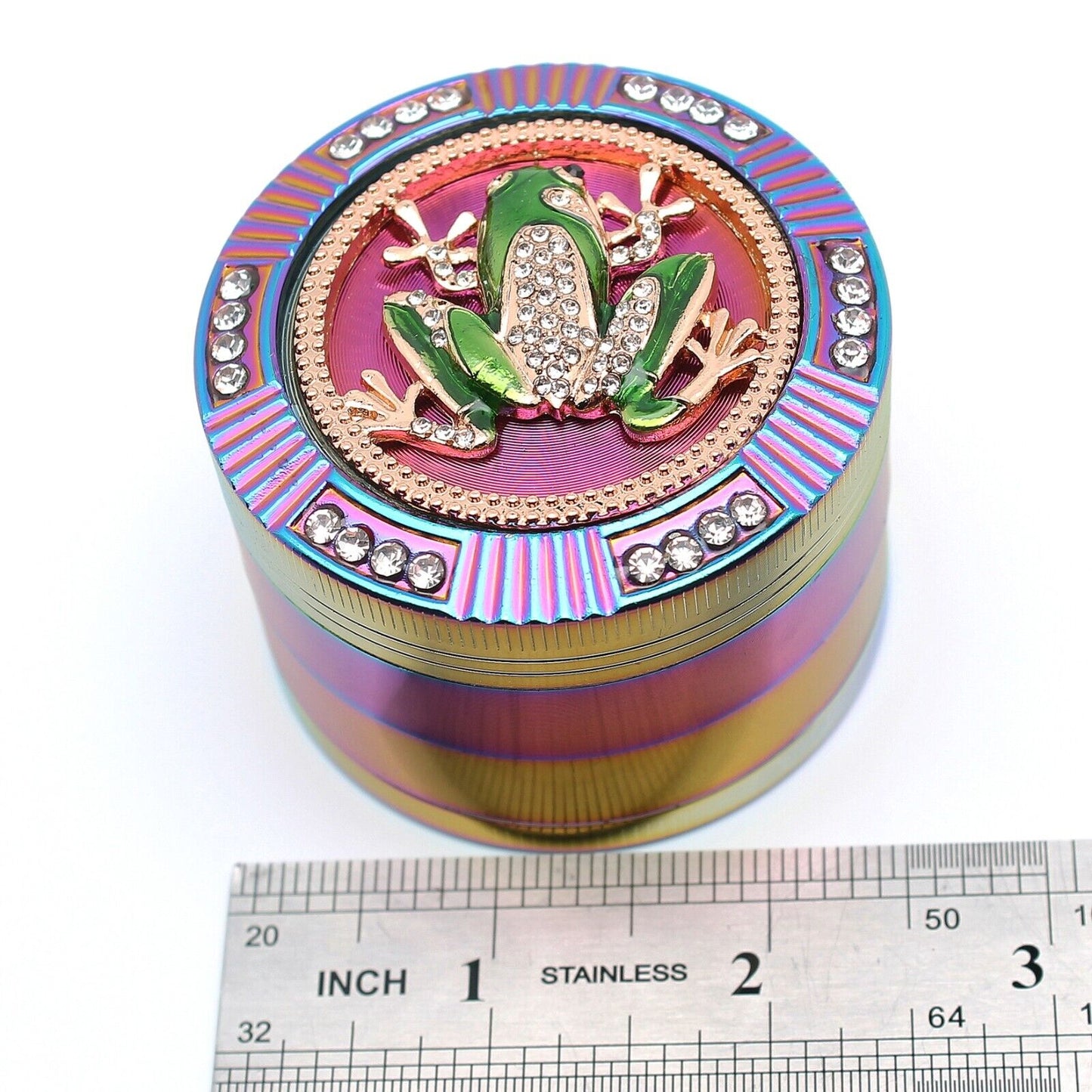 2.5" 64Mm Zinc Alloy Grinder Heavy Large 4 Pcs Rainbow Frog Rhinestone Grinders