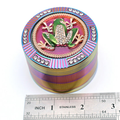 2.5" 64Mm Zinc Alloy Grinder Heavy Large 4 Pcs Rainbow Frog Rhinestone Grinders