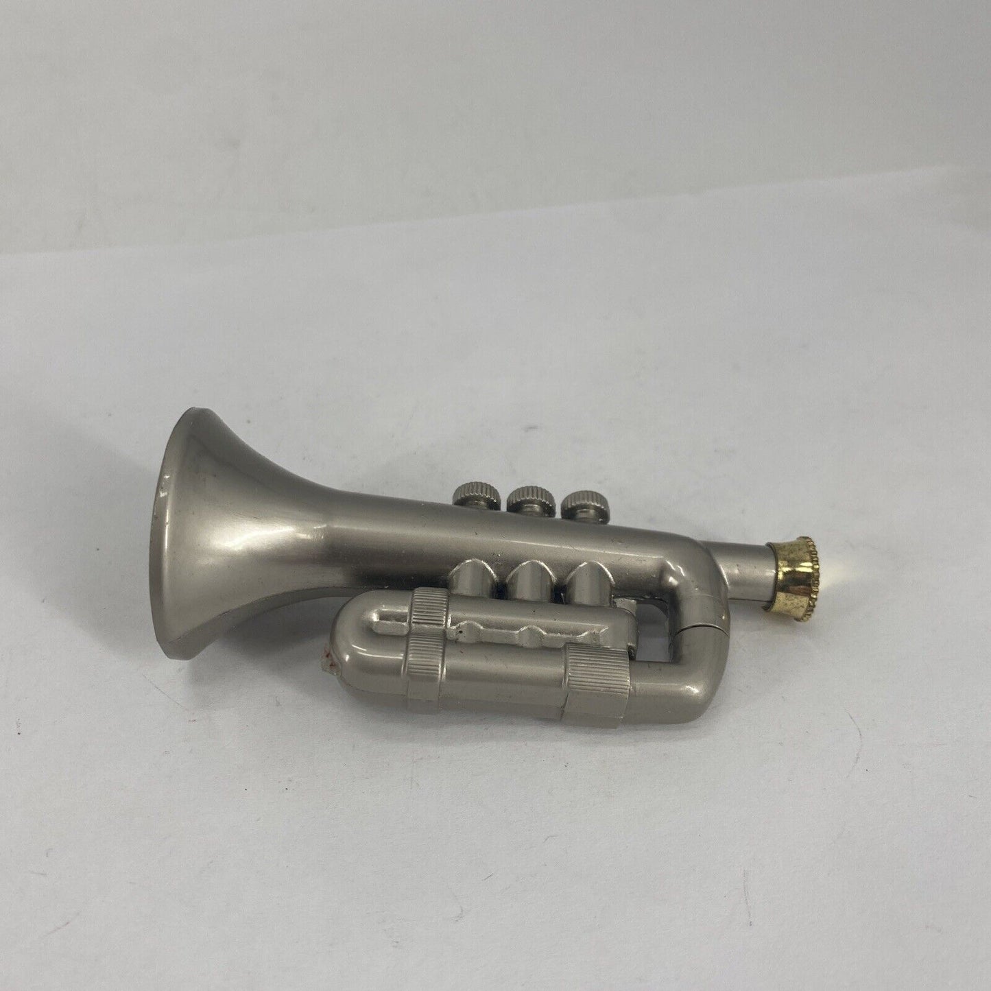 Unique Vintage Novelty Torch Lighter Metal Trumpet Shaped Butane 3.5" Taupe