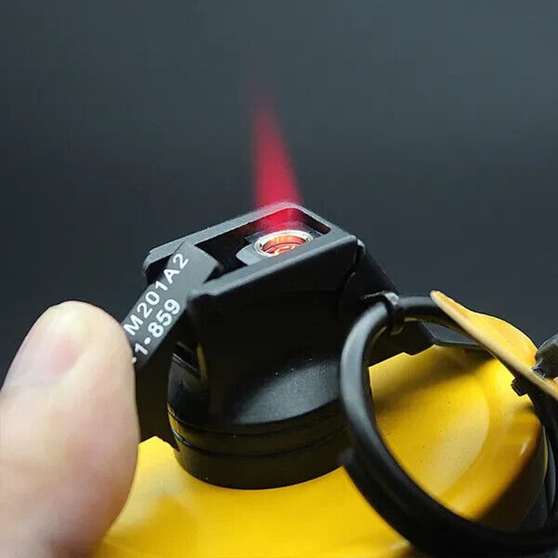 *METAL* Butane "LIGHTER" 3.5" FAKE Tactical YELLOW Grenade NO Smoke Torch Flame