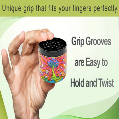 2'' 40Mm Trippy Mushroom Pattern Herb Grinder 4 Layer THB-73