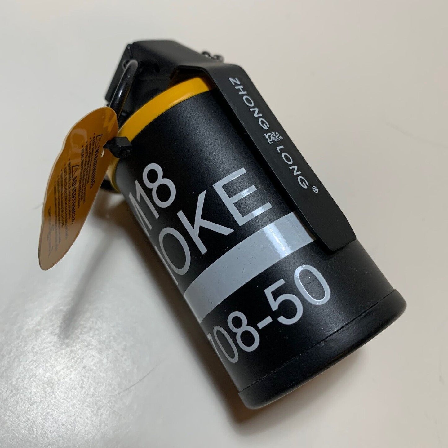 *METAL* Butane "LIGHTER" 3.5" FAKE Tactical YELLOW Grenade NO Smoke Torch Flame