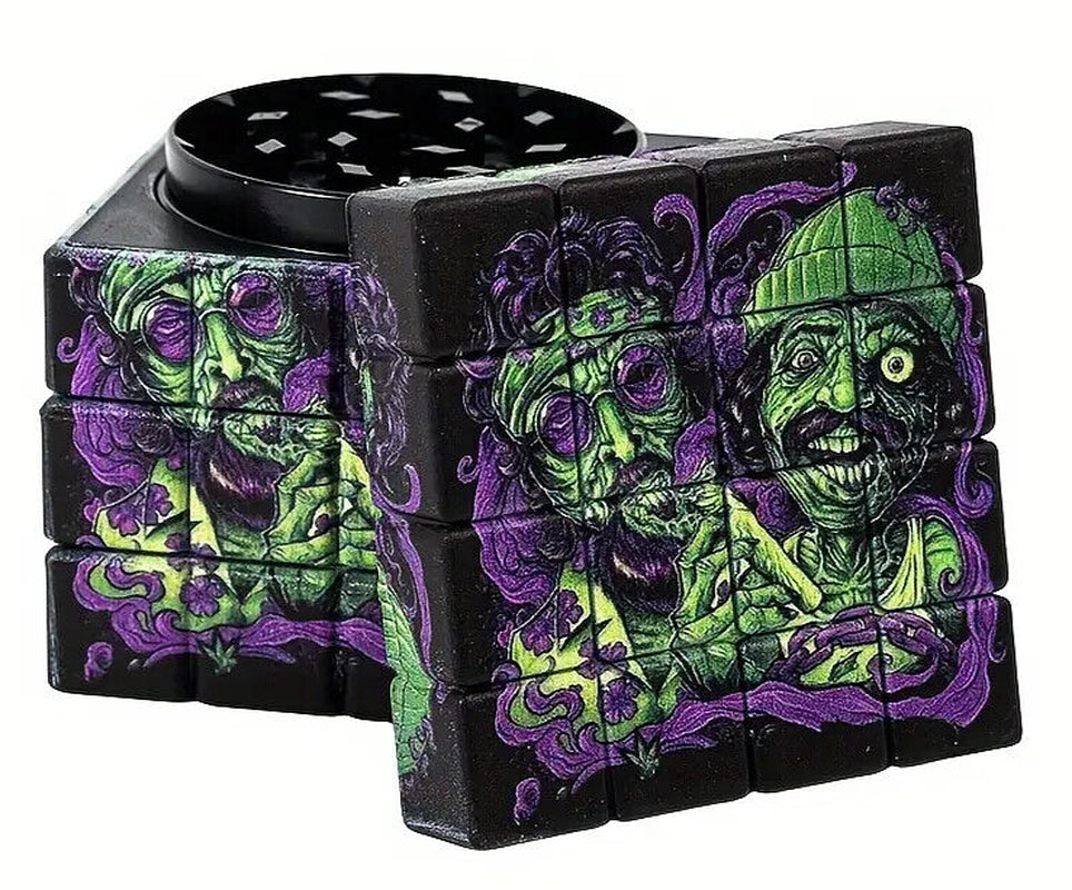 2.5 Inches Creative Square Grinder, Cheech & Chong Are Zombies Holding Joint