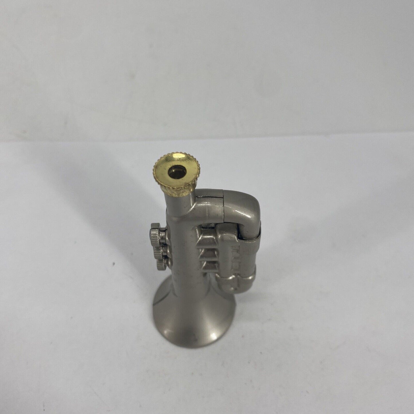 Unique Vintage Novelty Torch Lighter Metal Trumpet Shaped Butane 3.5" Taupe