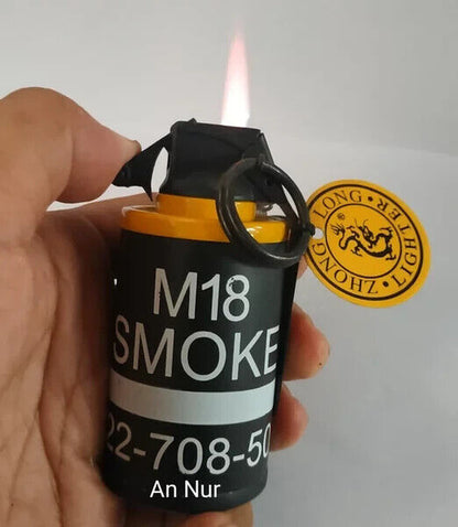 *METAL* Butane "LIGHTER" 3.5" FAKE Tactical YELLOW Grenade NO Smoke Torch Flame