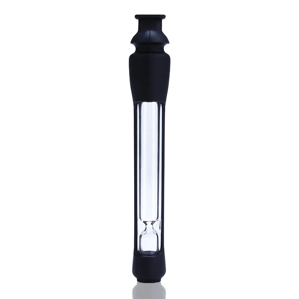 Durable Dry Herb Smoking Glass Pipe Tobacco Tube Transparent Cigar Holder with Silicone Sleeve