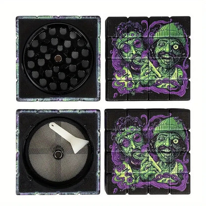 2.5 Inches Creative Square Grinder, Cheech & Chong Are Zombies Holding Joint