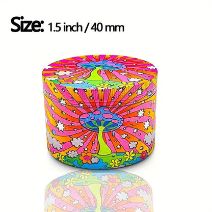 2'' 40Mm Trippy Mushroom Pattern Herb Grinder 4 Layer THB-73
