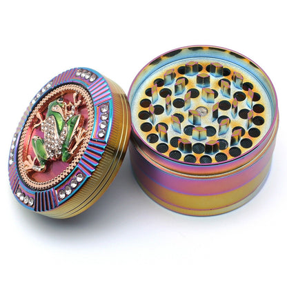 2.5" 64Mm Zinc Alloy Grinder Heavy Large 4 Pcs Rainbow Frog Rhinestone Grinders