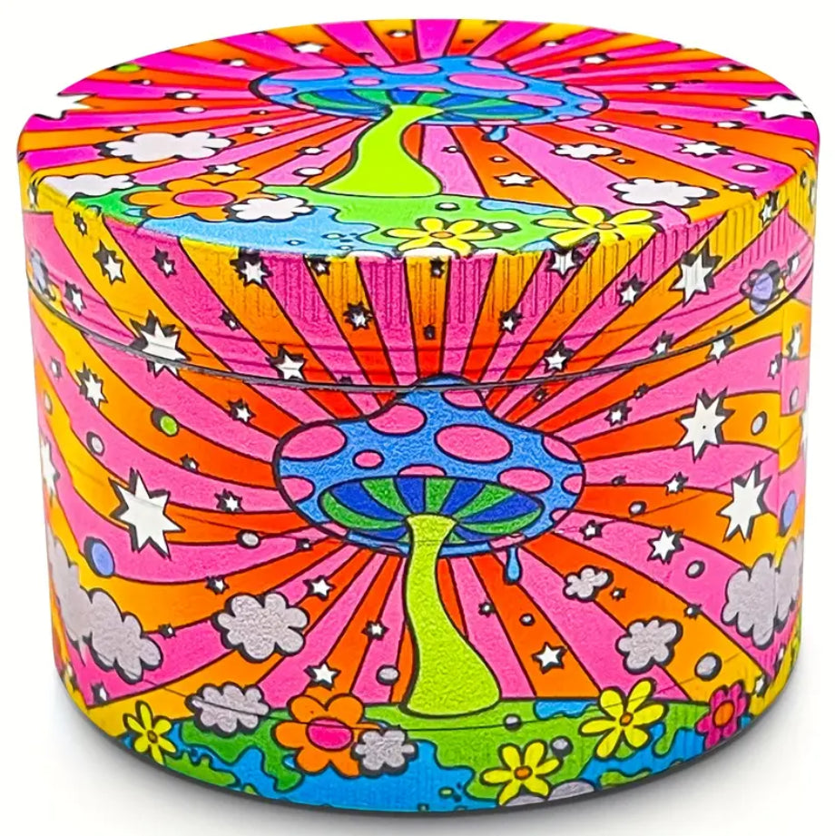 2'' 40Mm Trippy Mushroom Pattern Herb Grinder 4 Layer THB-73