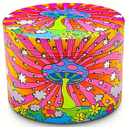 2'' 40Mm Trippy Mushroom Pattern Herb Grinder 4 Layer THB-73