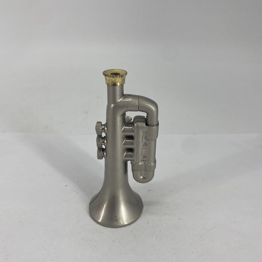 Unique Vintage Novelty Torch Lighter Metal Trumpet Shaped Butane 3.5" Taupe