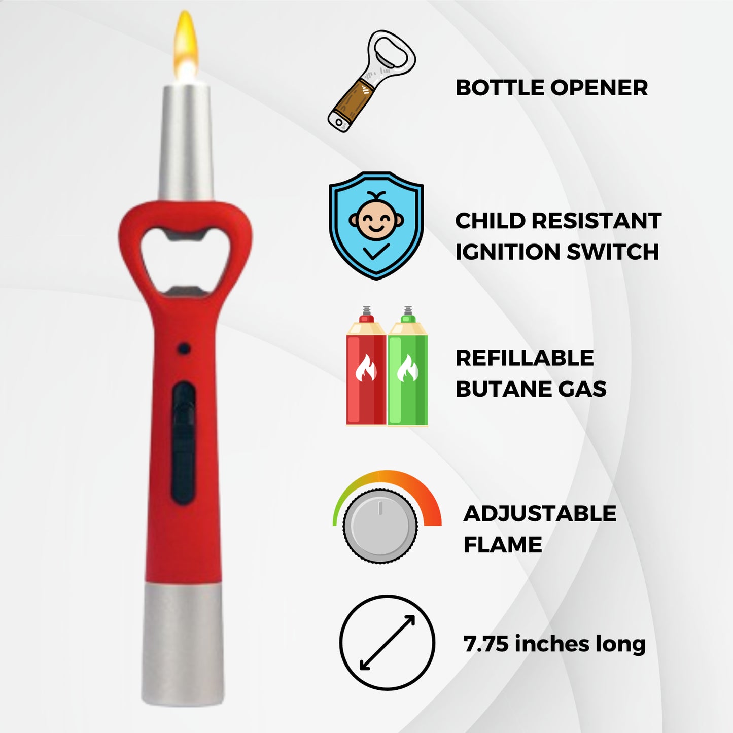 G.E.I. Bottle Opener Lighter Flashlight Novelty Unique Classic Candle Gift Grill
