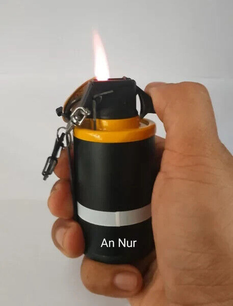 *METAL* Butane "LIGHTER" 3.5" FAKE Tactical YELLOW Grenade NO Smoke Torch Flame