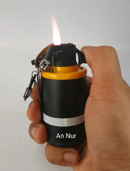 *METAL* Butane "LIGHTER" 3.5" FAKE Tactical YELLOW Grenade NO Smoke Torch Flame
