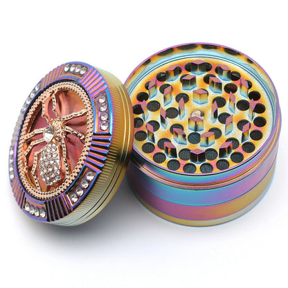2.5" 64Mm Zinc Alloy Grinder Heavy Large Rainbow Spider Rhinestone Grinders