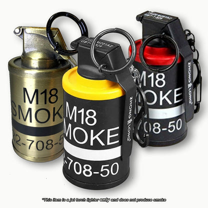 *METAL* Butane "LIGHTER" 3.5" FAKE Tactical YELLOW Grenade NO Smoke Torch Flame